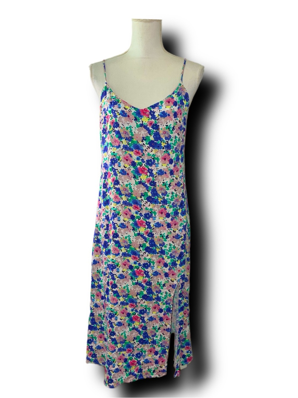 Trixxi Floral Slip Midi Dress in Blue, Pink & Green Gardencore Cottagecore Vibes